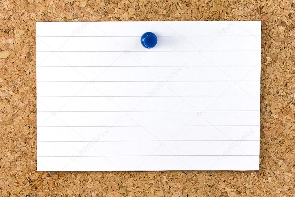 Horizontal Blank white striped sheet fixed on cork board with a