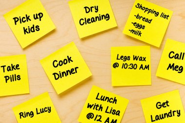 Things To Do Postits Memo for female tasks clipart