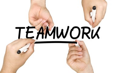 İzole yazma ekip çalışması eller