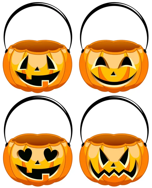 Collection of Halloween Buckets — Stock Vector