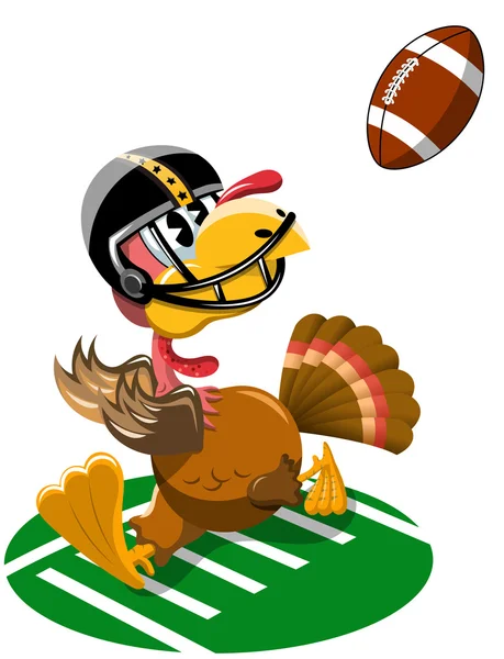 Thanksgiving Turkey Playing American Football — Stock Vector