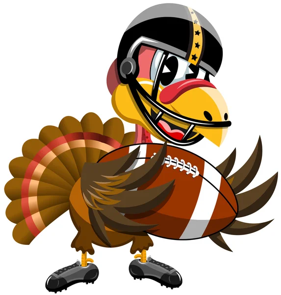 Thanksgiving Truthahn hält American Football Ball isoliert — Stockvektor