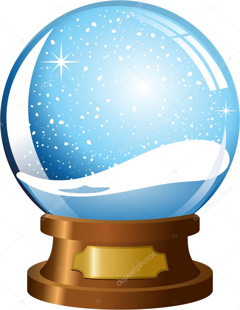 Empty snowglobe with snowfall isolated