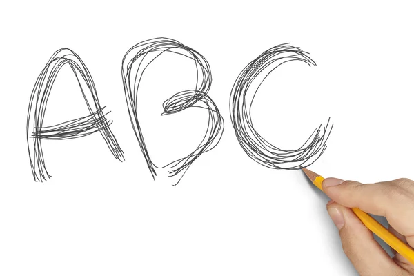 Écriture à la main ABC avec crayon sur feuille blanche — Photo