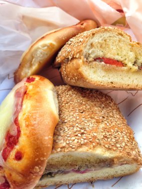 Pizza ekmek ve çeşitler Sicilya mutfağının tipik