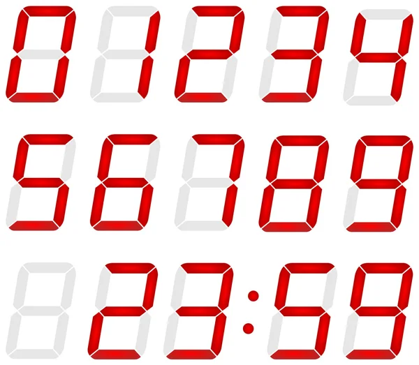 Verzameling van digitale getallen gemaakt van rode led — Stockvector
