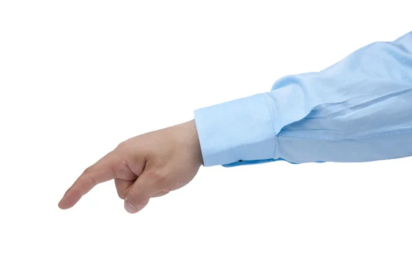 Biznesmen ramienia wskazując lub dotykając na białym tle — Zdjęcie stockowe