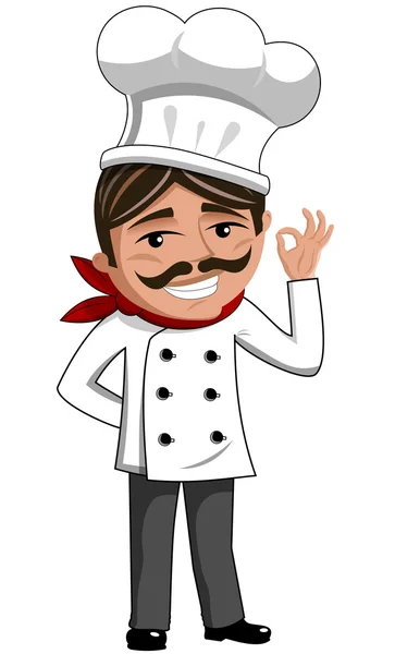 Smiling chef gesturing okay sign — Stock Vector