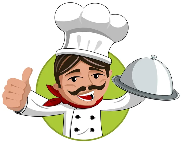 Chef sonriente pulgar hacia arriba — Vector de stock