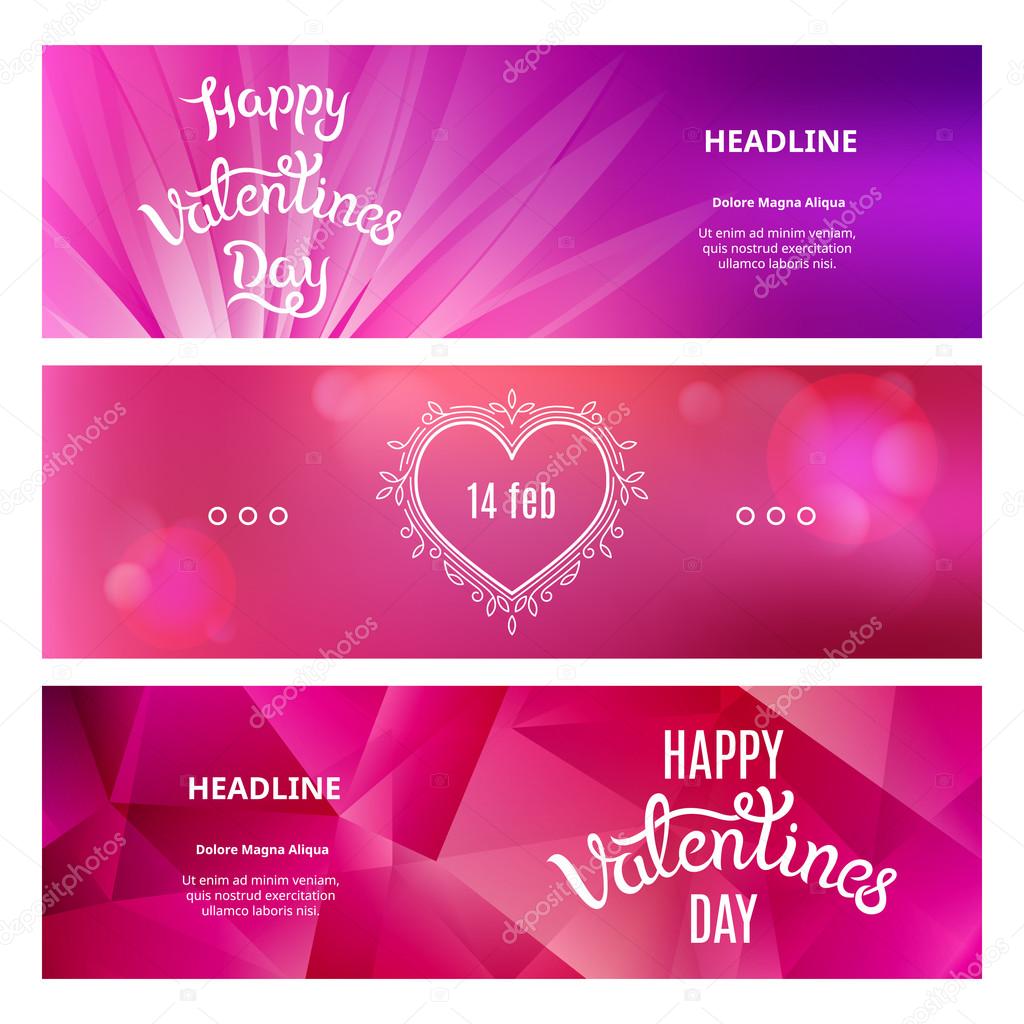 Set of Beautiful Banners on St. Valentines Day