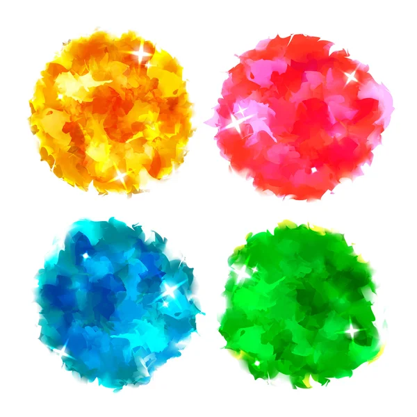 Éclaboussures colorées lumineuses de cercle de peinture à l'aquarelle avec paillettes — Image vectorielle