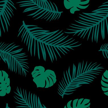 Palm ve Monstera yaprakları ile modaya uygun Modern arka plan.