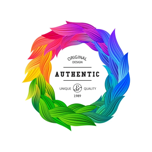 Cerchio telaio con divertente piume colorate arcobaleno — Vettoriale Stock