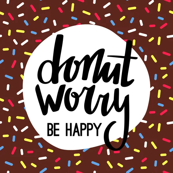 Donut Worry Be Happy Funny Greeting Card. — Stock Vector