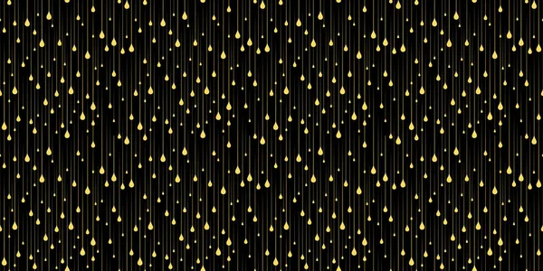 Astratto modello senza cuciture con gocce d'oro. Illustrazione minimalista vettoriale di gocce d'oro su sfondo nero — Vettoriale Stock