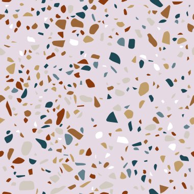 Venedik Terrazzo 'suyla renksiz desen. Dağılmış Taş 'la mermer dokusu. Modern Minimalist Döşeme Dekorasyonu. Soyut Moda Vektör İllüstrasyonu