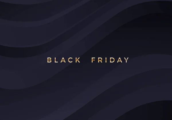 Black Friday Banner Vector Minimal Background Abstract Black Background Waves — Stock Vector