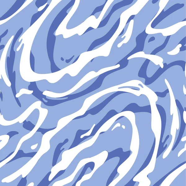 Resumen Rough Blue Water Waves Seamless Pattern Fondo Dinámico Vectores — Vector de stock