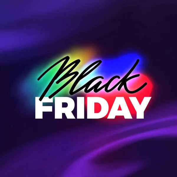 Conception Bannière Vente Black Friday Lumineux Coloful Rainbow Glowing Text — Image vectorielle