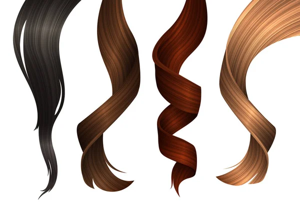Échantillon Ondulé Différentes Couleurs Cheveux Illustration Réaliste Vectorielle Élément Conception — Image vectorielle