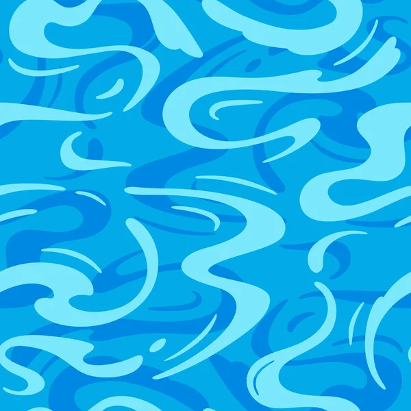 Patrón Sin Costura Superficie Agua Dibujos Animados Azul Vector Sea — Vector de stock