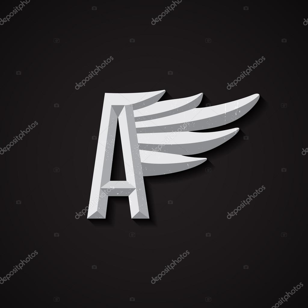 Faceted Letter A with Wing Logo. Corporate Symbol for Airlines. Vector Business Concert