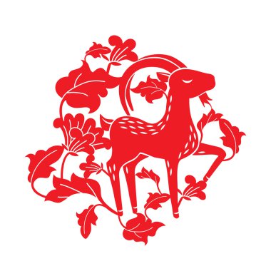 goat in flora illustration