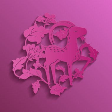 vector traditional chinese goat paper cutting 