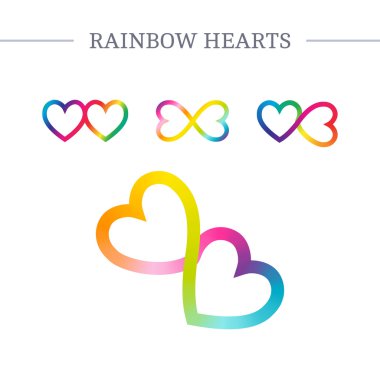 Rainbow hearts vector symbols.