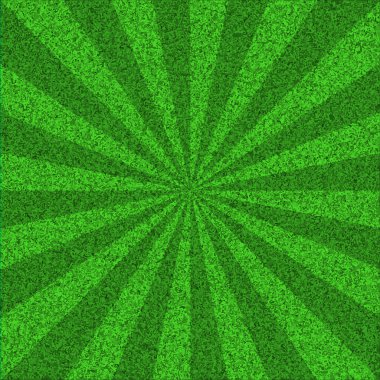 Green textured burst background with rays.