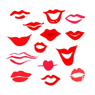Red womans lips set.