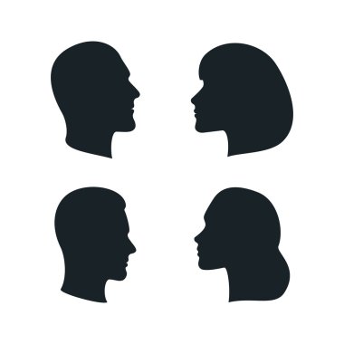 Vector Male and Female Profile Silhouettes