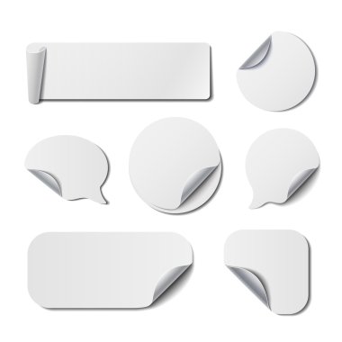Set of White Isolated  Stickers