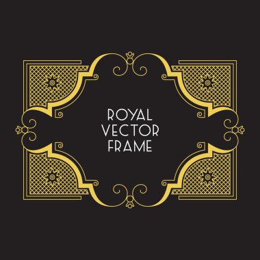 Royal Frame with Copy Space for Text in Trendy Mono Line Style