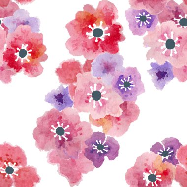 Anemones and Poppies Seamless Pattern