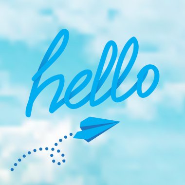 Merhaba ifade bir gökyüzü üzerinde 