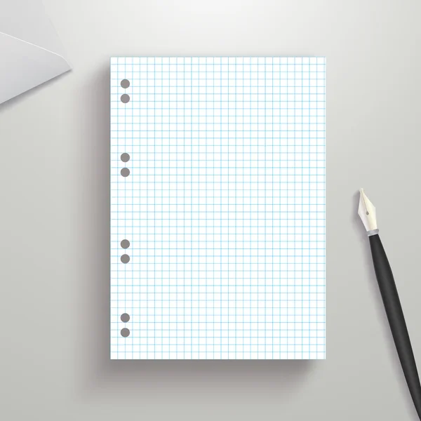 Exercise book squared sheet on table — 스톡 벡터