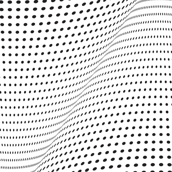 Monochrome halftone background with illusion of wave. — Stock Vector