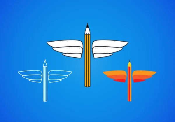 Pencil with wings  symbol. — Stockvector