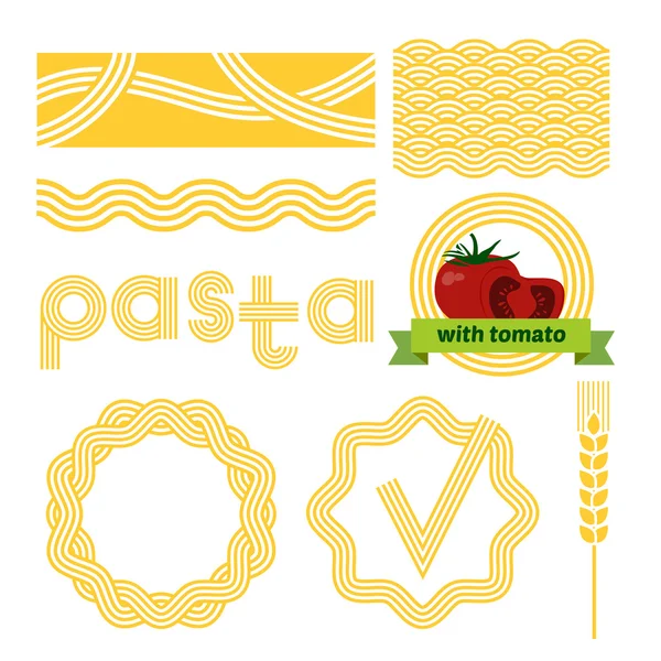 Pasta paket etiketter design set. — Stock vektor