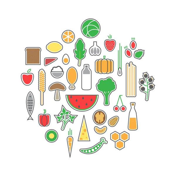 Conjunto de iconos de alimentos saludables . — Archivo Imágenes Vectoriales