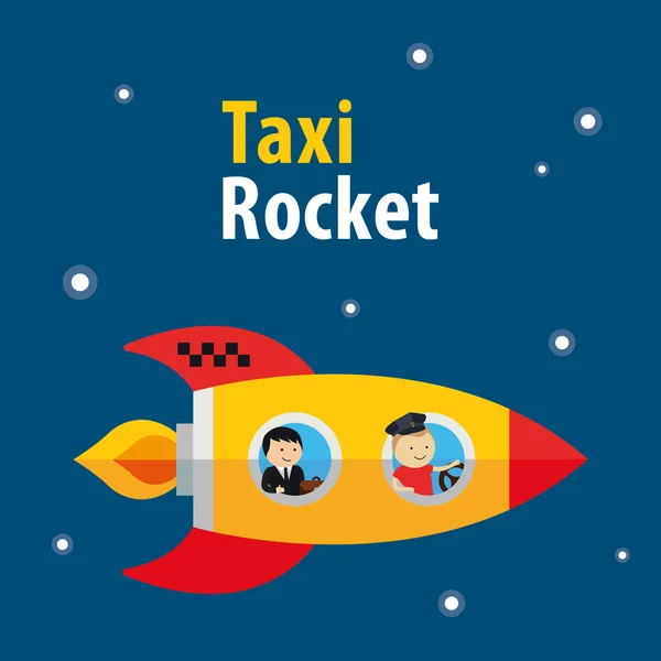 Vector taxi rocket illustration — Stockvector