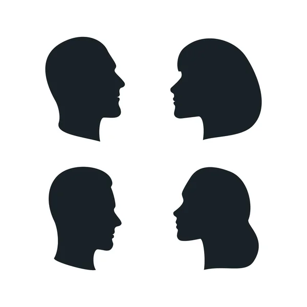 Vector Male and Female Profile Silhouettes — Stock Vector