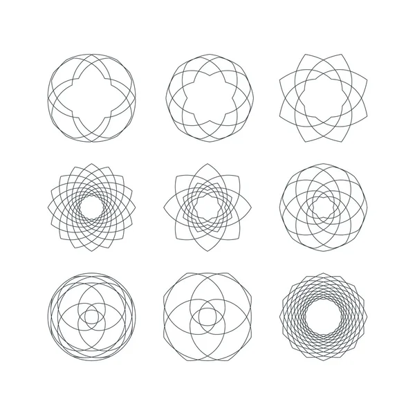 Set of Outline Isolated Guilloche Forms — Stockvector