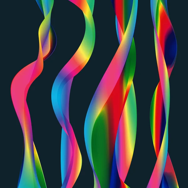 Conjunto de coloridas ondas abstractas del arco iris — Vector de stock