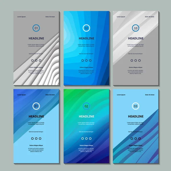 Set of Six Brochure, Design Templates. Abstract Geometric Lines — 스톡 벡터