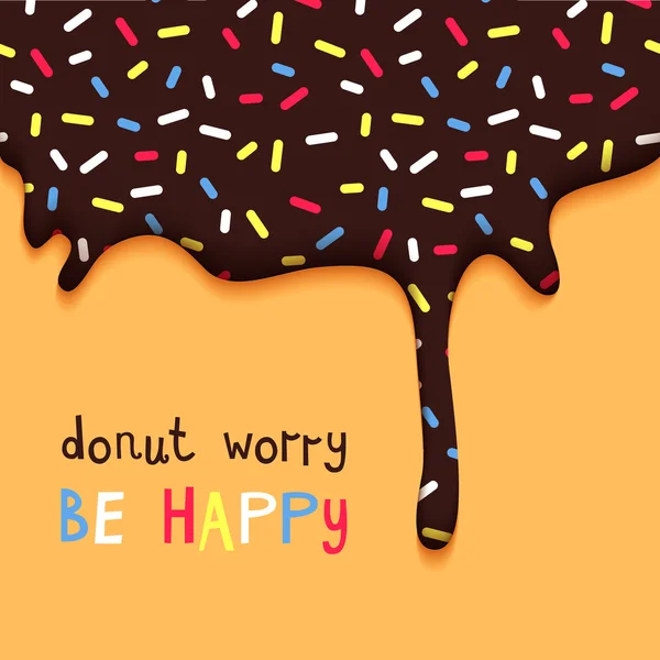 Donut Worry Be Happy Facetious Motivation Poster — Wektor stockowy