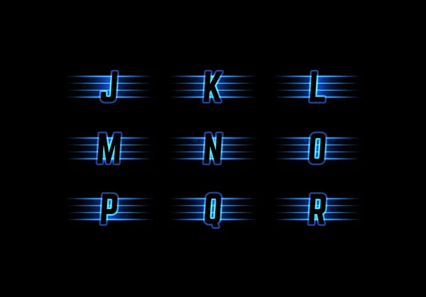 Part of Blue Neon Light Alphabet — Stock Vector