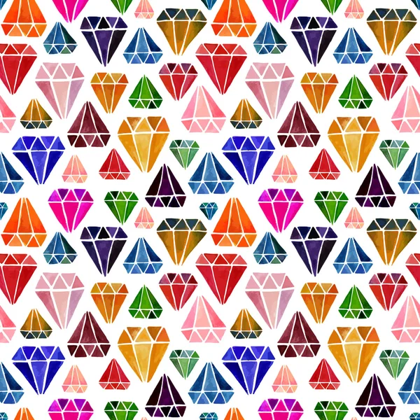 Seamless Pattern with Watercolor Hand Drawn Diamonds — Stock Vector