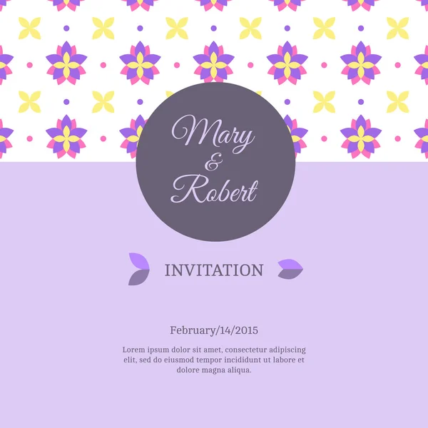 Einladungskarte mit floralem nahtlosem Muster — Stockvektor